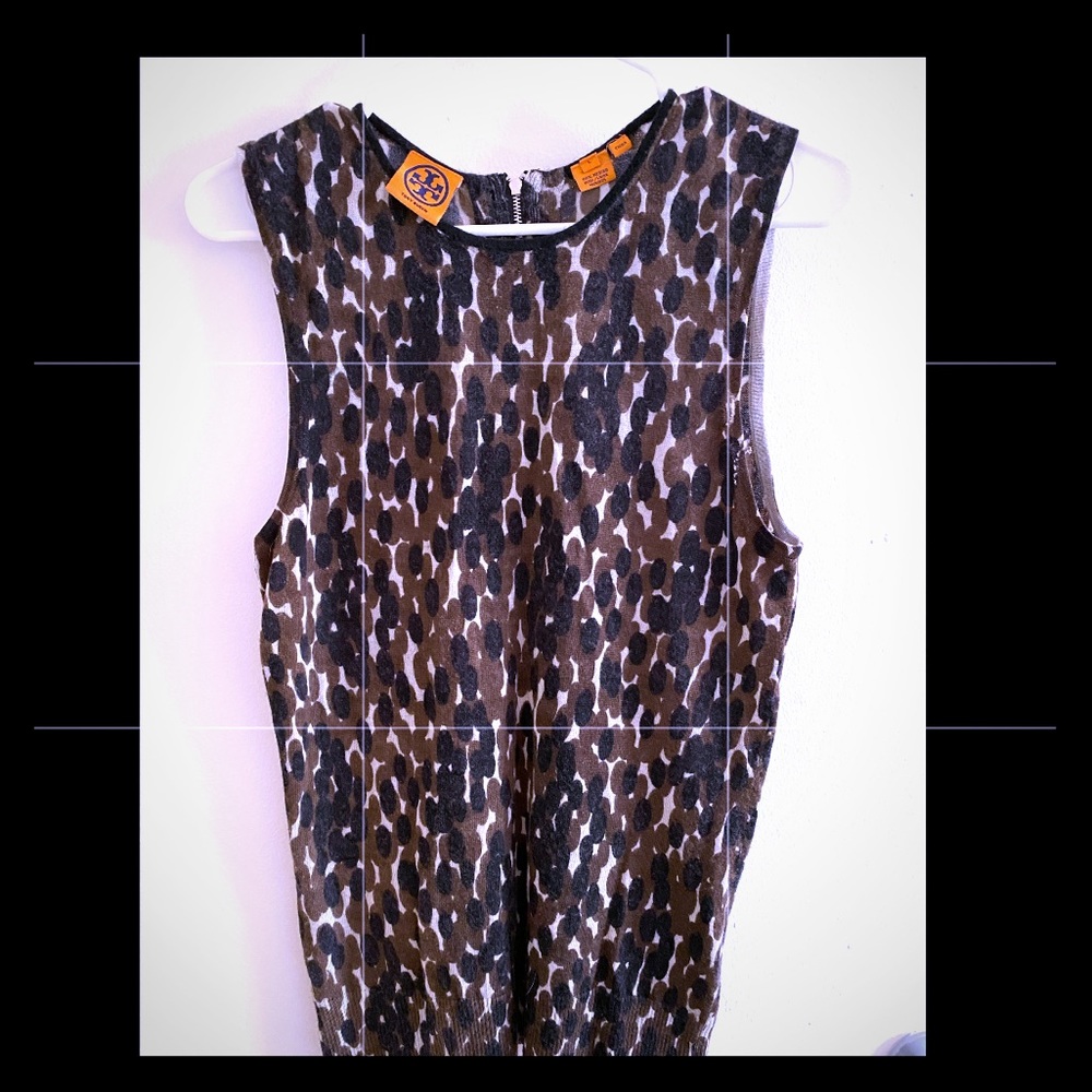 Tory Burch leopard sleeveless sweater merino wool